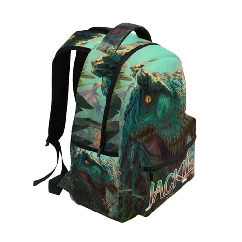 susiyo Custom Name Backpack Personalized School Bookbag Jungle Dinosaur Lightweight College Back Pack Travel Camping Casual Daypack for Teens Girls Boys Women Men - color: Custom Dinosaur