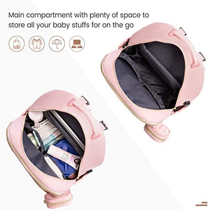 LOVEVOOK Diaper Bag Backpack, Quilted Baby Bag with Changing Pad & Pacifier Holder, Waterproof Travel Diaper Bags for Baby Boys Girls, Stylish and Large Capacity,Pink - color: Pink