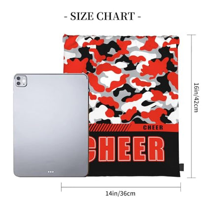 Drawstring Backpack Waterproof Gym Drawstring Bags Sports String Bag Camo Sackpack-Orange Black Cheer Drawstring Bag - color: Cheer Drawstring Bags-camo Orange Black