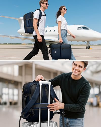 MATEIN Personal Item Backpack 18x14x8, Expandable TSA Approved Underseat Travel Backpack Fit 17.3 inch Laptop, Large Carry on Bag Luggage with Shoe Compartment Removable for Frontier Airlines, Blue - color: Blue