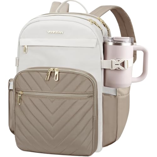 VANKEAN Laptop Backpack for Women (BEIGE-KHAKI, 17.3 Inch) - color: Beige-khaki, size: 17.3 Inch