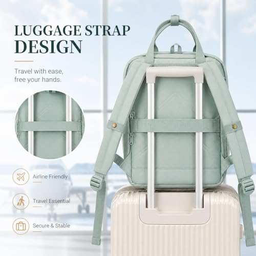 Travel Backpack for Women & Men, Laptop Backpack Fits 15.6 Inch Laptop, Water-Resistant Durable Computer Bag for Work, College & Daily Commute (Light Green) - color: Light Green