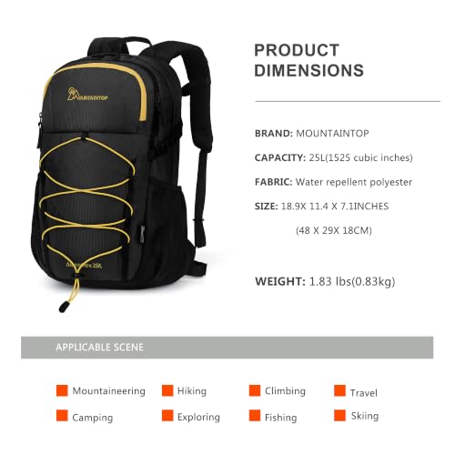 MOUNTAINTOP 25/30L Lightweight Hiking Backpack, Outdoor Daypack - color: 25l-black