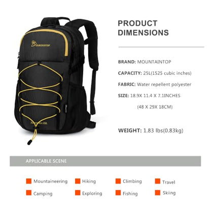 MOUNTAINTOP 25/30L Lightweight Hiking Backpack, Outdoor Daypack - color: 25l-black