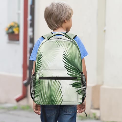 Tropical Green Plant Backpack with Chest Strap, Casual Backpack for Women Men, 16 Inch Daypack for Travel Work, Palm Leaf - color: Green