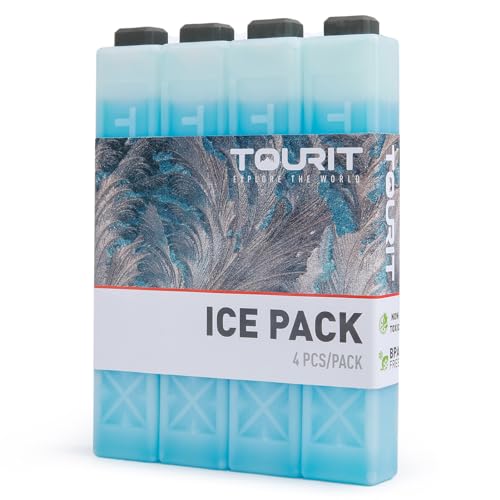 TOURIT Ice Packs for Coolers Reusable Long Lasting Freezer Packs for Lunch Bags/Boxes, Cooler Backpack - color: 4Pack-Blue, size: Large