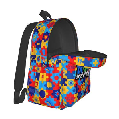 Autism Awareness Backpack School Bag Lightweight Bookbag Casual Daypack for Girls Boys Kids Women Men Travel Laptop 16 Inch - color: Autism