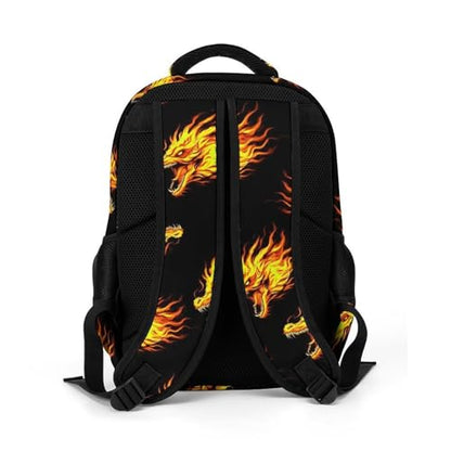 Nurse Teacher Travel Backpack Cool Fire Dragon Art Purse, Cute Laptop Backpack with Tumbler Holder for Women College Work Casual Daypack - color: Pattern (347)