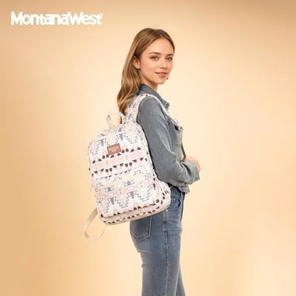 Montana West Backpack Purse for Women Western Aztec Backpack Purse Lightweight Casual Daypack for Travel - color: Tan