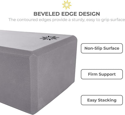 4" Yoga Block, 10 Pack Bulk EVA Foam Yoga Blocks, Firm and Supportive Yoga Brick, Balance Foam for Stretching, Pilates, and Workout, 4" x 6" x 9" - color: Cool Gray