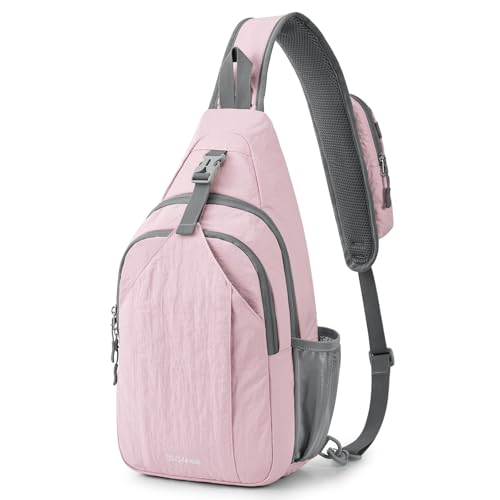 G4Free Sling Bag for Men and Women, RFID Blocking Crossbody Bag, Lightweight Sling Backpack for Travel, Hiking, Walking and Daily Use - color: Pink