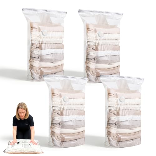 No‑Pump Vacuum Storage Bags, 2026 New Storage Compression Bags, Large Cube Vacuum Seal Bags, Heavy-Duty Press & Seal for Clothes, No Pump Needed (Medium 4PCS) - color: Medium 4PCS