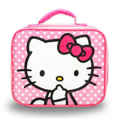Hello Kitty Backpack with Lunch Box - Bundle with 16" Clear School Bag for Girls, Lunch Bag, Water Bottle, Tattoos, More | Transparent Clear Backpack for Kids School Supplies