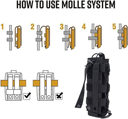 2023 Upgrade Laser Cut Design Molle Radio Pouch Holder & Molle Adjustable Water Bottle Holder 40 oz,Black/Green/Coyote Tan Tactical Bottle Pouch for Backpack Belt - color: Army Green