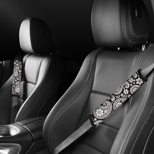 2Pcs Soft Auto Seat Belt Cover Pads, Paisley Boho Car Seatbelt Shoulder Cushion for Comfortable Driving, Compatible with All Cars' Seatbelt and Backpack Straps 11x2.4inch - color: Paisley