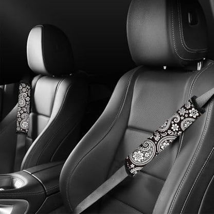 2Pcs Soft Auto Seat Belt Cover Pads, Paisley Boho Car Seatbelt Shoulder Cushion for Comfortable Driving, Compatible with All Cars' Seatbelt and Backpack Straps 11x2.4inch - color: Paisley