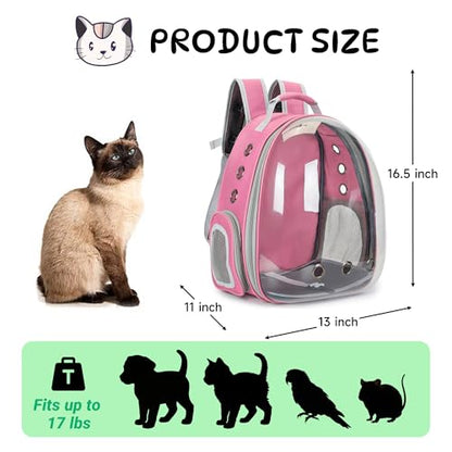 Cat Bubble Backpack Carrier for Small Medium Dogs Cats Carrying Bag, Airline Approved Pet Travel Carrying Bag Dog Hiking Walking Outdoor Backpack (Pink) - color: Pink