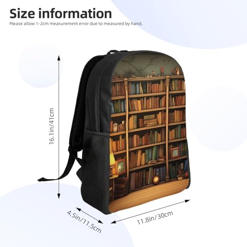 Retro Bookshelf Laptop Backpack for Men Women College Backpacks Water-resistant Lightweight Travel Bag Business Rucksack Large Capacity Hiking Daypack Bookbag Gift