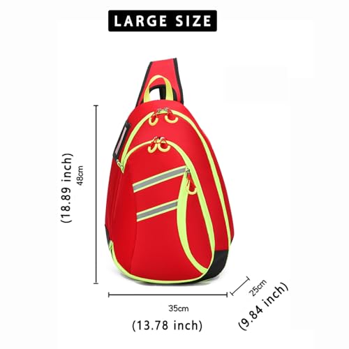 First Aid Sling Bag Backpack,Sling Crossbody Bag,Heavy Duty Emergencies Medical Bag,For Cycling Camping Traveling. (Red, L) - color: Red, size: Large