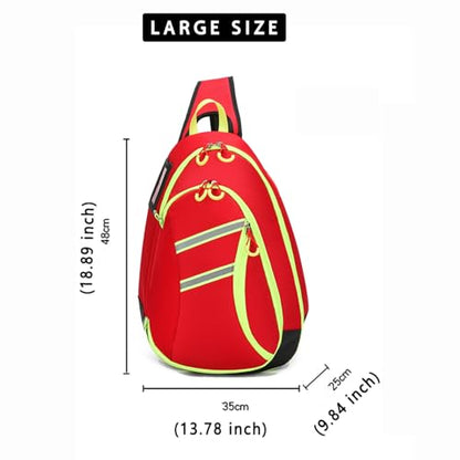 First Aid Sling Bag Backpack,Sling Crossbody Bag,Heavy Duty Emergencies Medical Bag,For Cycling Camping Traveling. (Red, L) - color: Red, size: Large