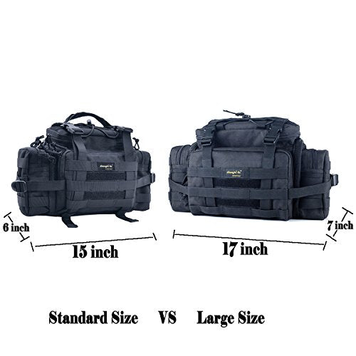 SHANGRI-LA Tactical Range Bag Outdoor Sling Backpack Hiking Fanny Waist Pack - color: Black(large)