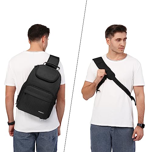 MOSISO Camera Sling Bag, DSLR/SLR/Mirrorless Camera Case Crossbody Photography Backpack with Tripod Holder&Removable Modular Inserts&PU Handle Compatible with Canon/Nikon/Sony, Black - color: Black