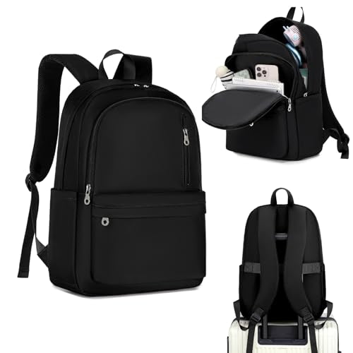BAGOK Lightweight Nylon Backpack for Women & Men – Foldable, Large Capacity, Ideal for School, Travel & Work - color: Black