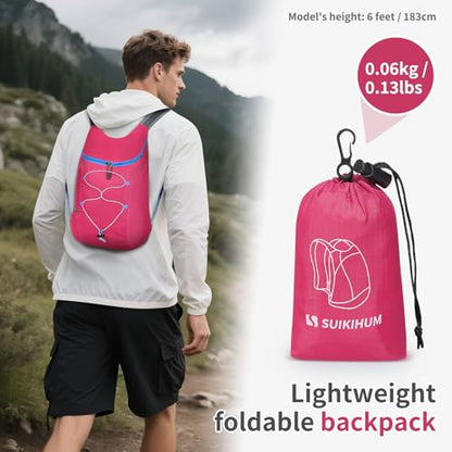 20L Small Hiking Backpack Lightweight Packable Daypack Rose - color: Rose Red
