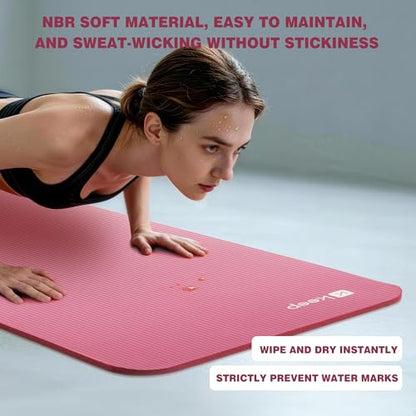 KEEP Extra Thick NBR Yoga Mat for Women & Men, 10mm Thick, 72”x24” Large Exercise Mat with Non-Slip Workout Mat for Yoga, Pilates, Stretching, Meditation – Wide & Cushioned Fitness Mat - color: pink