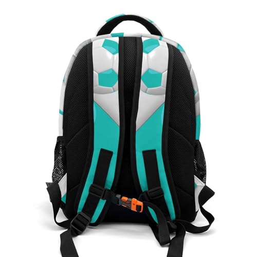 Personalized Name 16.5 Backcpack Sport Ball Athlete Player Soccer Aqua Toddler Backpack for School Gym Girls Boys Elementary Kids Backpack - color: Aqua