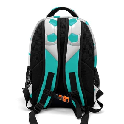 Personalized Name 16.5 Backcpack Sport Ball Athlete Player Soccer Aqua Toddler Backpack for School Gym Girls Boys Elementary Kids Backpack - color: Aqua