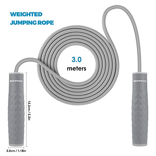 Jump Rope 3 Styles | 1-LB Weighted Jump Rope for Adults Women. || Speed Jump Rope with Ball Bearings for Fitness. ||| Lightweight Skipping Ropes (2 Pack) for Kids and Adult Beginners. - color: 1LB Weighted Gray (1 Pack)