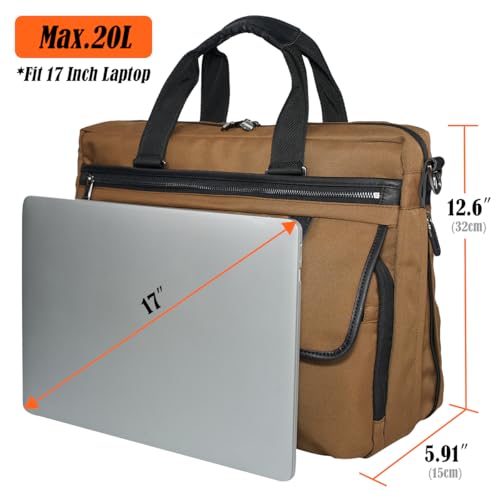 WELKINLAND 17-Inch Laptop Briefcases for Men, 4-Compartments Business Briefcase for Men, 13Pockets Laptop Messenger & Shoulder Bags, Expandable Briefcases For Man, Compact Mens Messenger Bags For Work