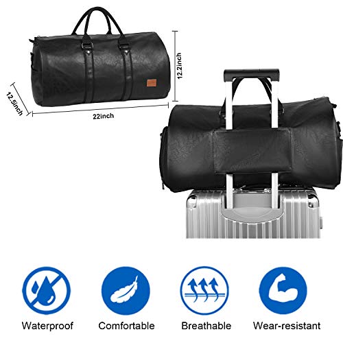 seyfocnia Convertible Travel Garment Bag,Carry on Garment Duffel Bag for Men Women - 2 in 1 Hanging Suitcase Suit Business Travel Bag - color: black2
