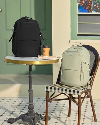LOVEVOOK Laptop Backpack Women with Tumbler Holder, Work Travel Backpack - color: Green, size: 17 Inch