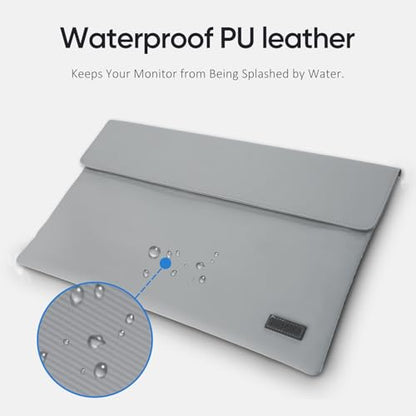 ARZOPA 14.0" Portable Monitor Sleeve Bag, PU Leather Laptop Tablet Case, Grey - size: 14.0"