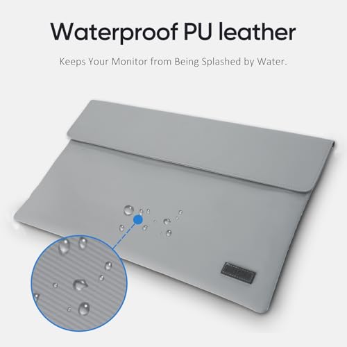 ARZOPA 17.3" Portable Monitor Sleeve Bag, PU Leather Laptop Case for Travel, Grey - size: 17.3"