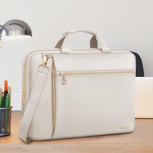 Laptop Case Bag Women Men Computer Sleeve Compatible with MacBook/Dell/HP/Acer/ASUS/LG, Waterproof Shoulder Carrying Briefcase, Beige, 17-17.3 Inch - color: Beige, size: 17.3 inch