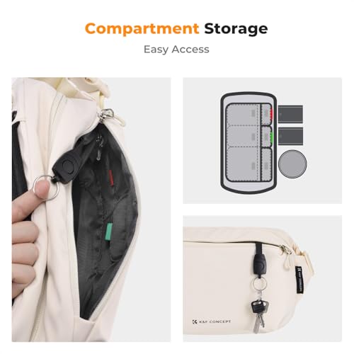 K&F CONCEPT Camera Sling Bag Crossbody Bag Waterproof Camera Shoulder Backpack DSLR/SLR/Mirrorless Camera Case - color: 06 Beige Medium