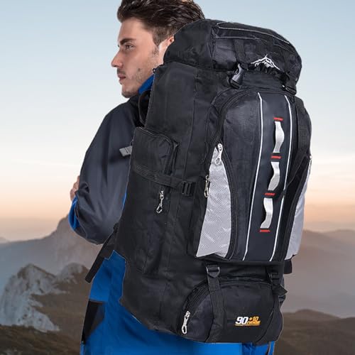 Camping Backpack, 100L Tear and Water-resistant Hiking Backpack, Multi-pocket Camping Rucksack with Zipper, Bag for Men and Women Travel Outdoor
