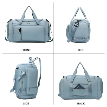Gym Bags for Women Sports Backpack with Shoe Compartment & Wet Pocket Duffel Bag Carry On Weekender Bag Fitness Travel - color: Blue