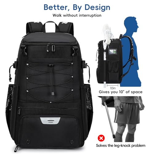 KAVIGOR Lacrosse Bag 65L, Extra Large Lacrosse Gear Backpack with Multi-Pocket Design, Helmet Holder & Ventilated Shoe Compartment - color: Black