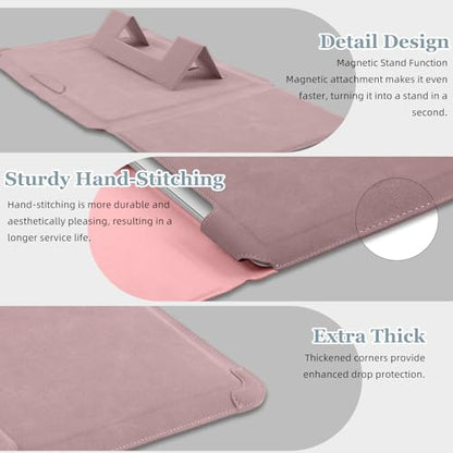 13-14 Inch Protective Laptop Sleeve Case with Stand, for MacBook Pro 14'' M5~M1, Pro/Max(2026-2021), MacBook Air 13.6'' M5-M2, (2026-2022), Matte PU Leather Laptop Case 13-14" (Dark Pink) - color: Dark Pink, size: 13-14 Inch