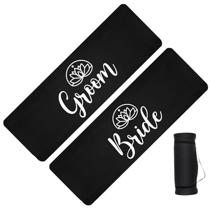 Brosash Bride and Groom Yoga Mat - Extra Thick and Non-Slip Exercise Mat with Carry Strap for Home Gym, Stretching and Floor Workouts - Durable and Portable Fitness Mat, Easy to Clean