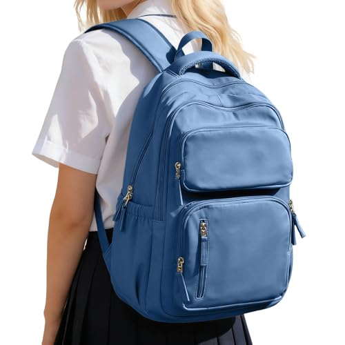 School Backpack for Women Men Lighweght Middle School Bookbag Casual Daypack Classic Collge High School Backpack Waterproof Travel Daypackn men - color: Blue