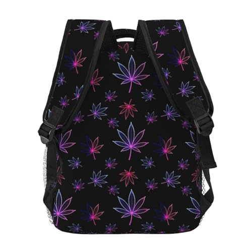 Lightweight Daypack Trippy Neon Purple Weedleaf Leaf Black, Casual Laptop Backpack with Multi Pockets for Work, Travel and Outdoor - color: Pattern (9)