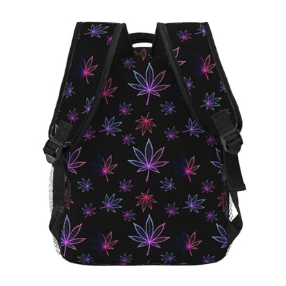 Lightweight Daypack Trippy Neon Purple Weedleaf Leaf Black, Casual Laptop Backpack with Multi Pockets for Work, Travel and Outdoor - color: Pattern (9)
