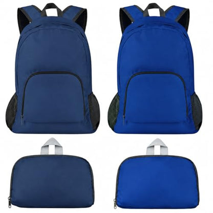 DLAND Pack of 2 Lightweight Foldable Backpack, Water Resistant Travel Hiking Packable Backpack 20 Liters (Navy Blue + Royal Blue) for Camping, Outdoor, Travel Cycling - color: Navy Blue + Royal Blue