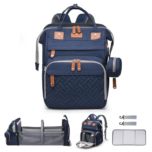 Baby Diaper Bags with Changing Station Multifunctional Waterproof Diaper Bag Backpack Travel Baby Bag with Changing Pad, Pacifier Case,Baby Essentials(Blue) - color: Up-blue