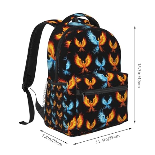 Multi Purpose Gym Backpack Cool Water Ice Fire Flame Bird Black, Casual Daypack with Inner Pocket and Mesh Side Pockets for Sports and Weekend Trips - color: Pattern (260)